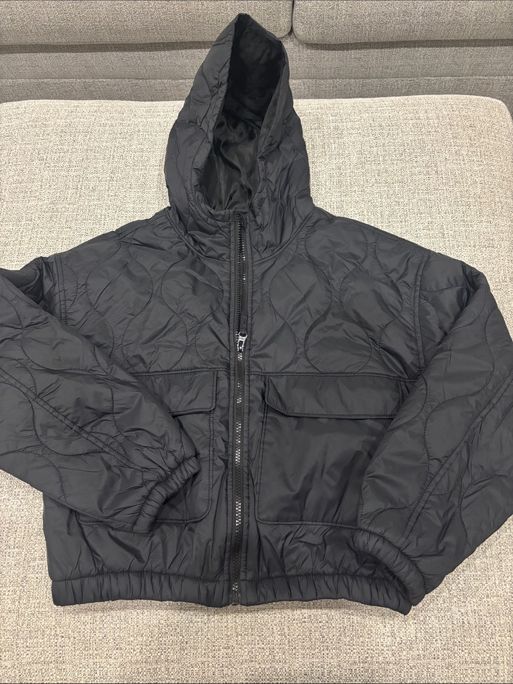 Old Navy Black Quilted Hooded Puffer Jacket